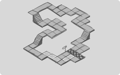 Projet Math en Jeu - Croquis détaillé du plateau de jeu, mettant en évidence chaque élément avec précision, y compris les cases, les obstacles, les points d'intérêt et toute autre caractéristique importante.