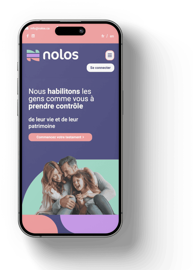 Projet Nolos - Mockup mobile de la page d'accueil du site web Nolos.